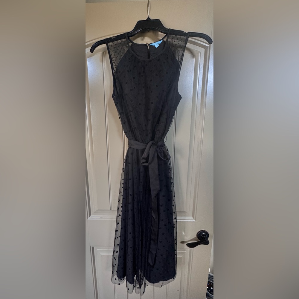 Draper James Black Midi Dress with Polka Dots